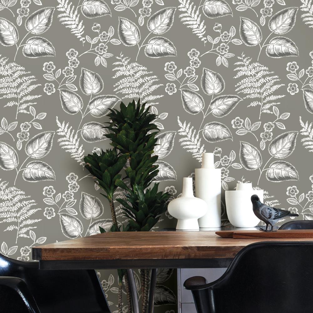 NuWallpaper 30.75-sq ft Grey Vinyl Ivy/Vines Self-Adhesive Peel and