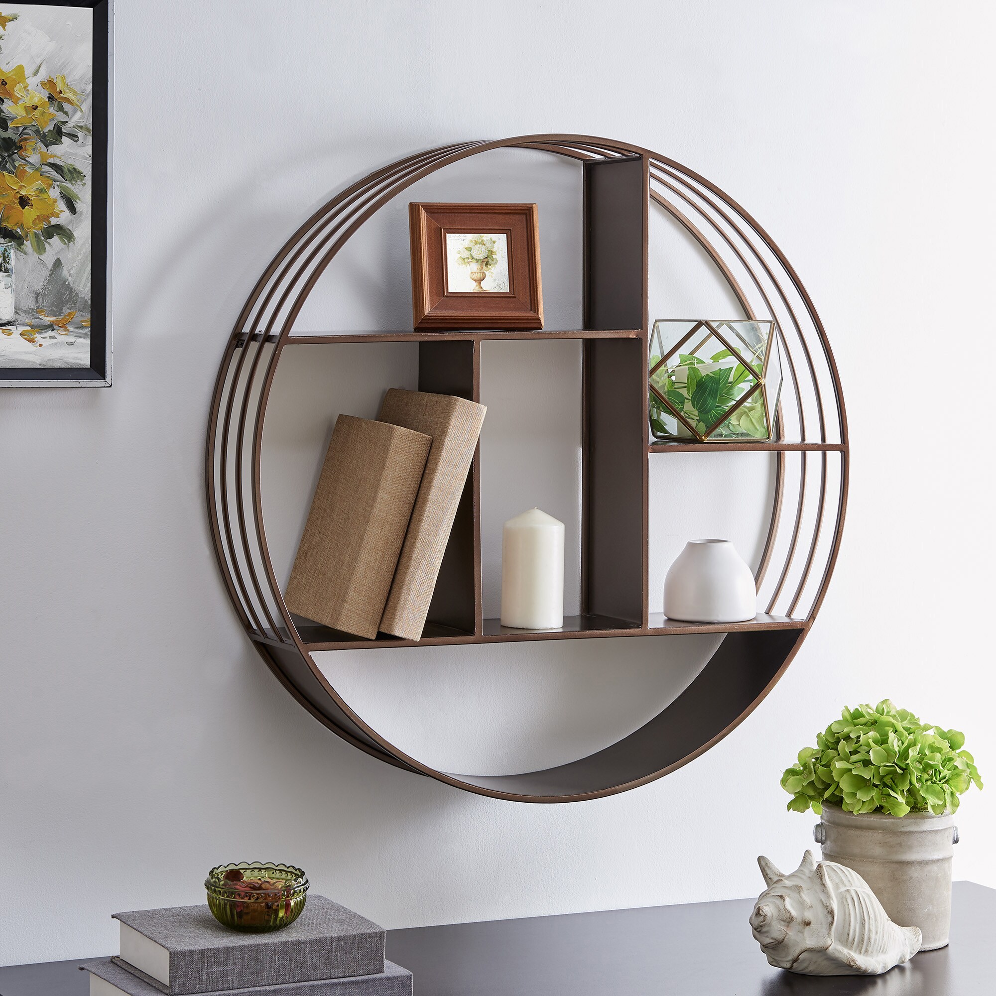 70196 American Crafted FirsTime & Co Bryson Industrial Circular Shelf 27.5 x 6 x 27.5, Aged Brown 