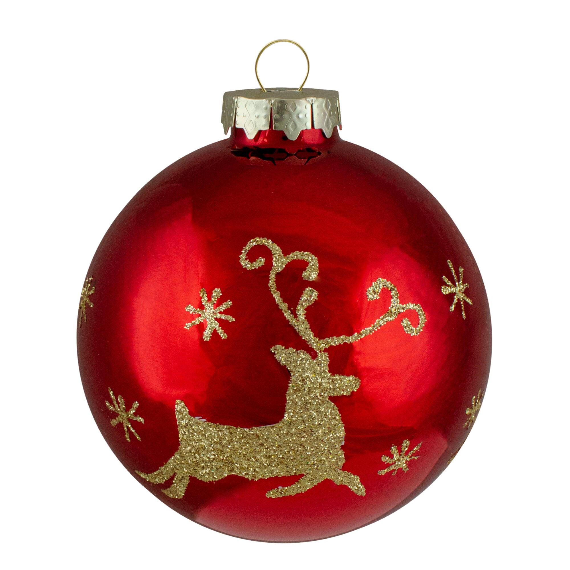 Pack of 4 Red Glitter Reindeer Christmas Tree Pendant Decorations 