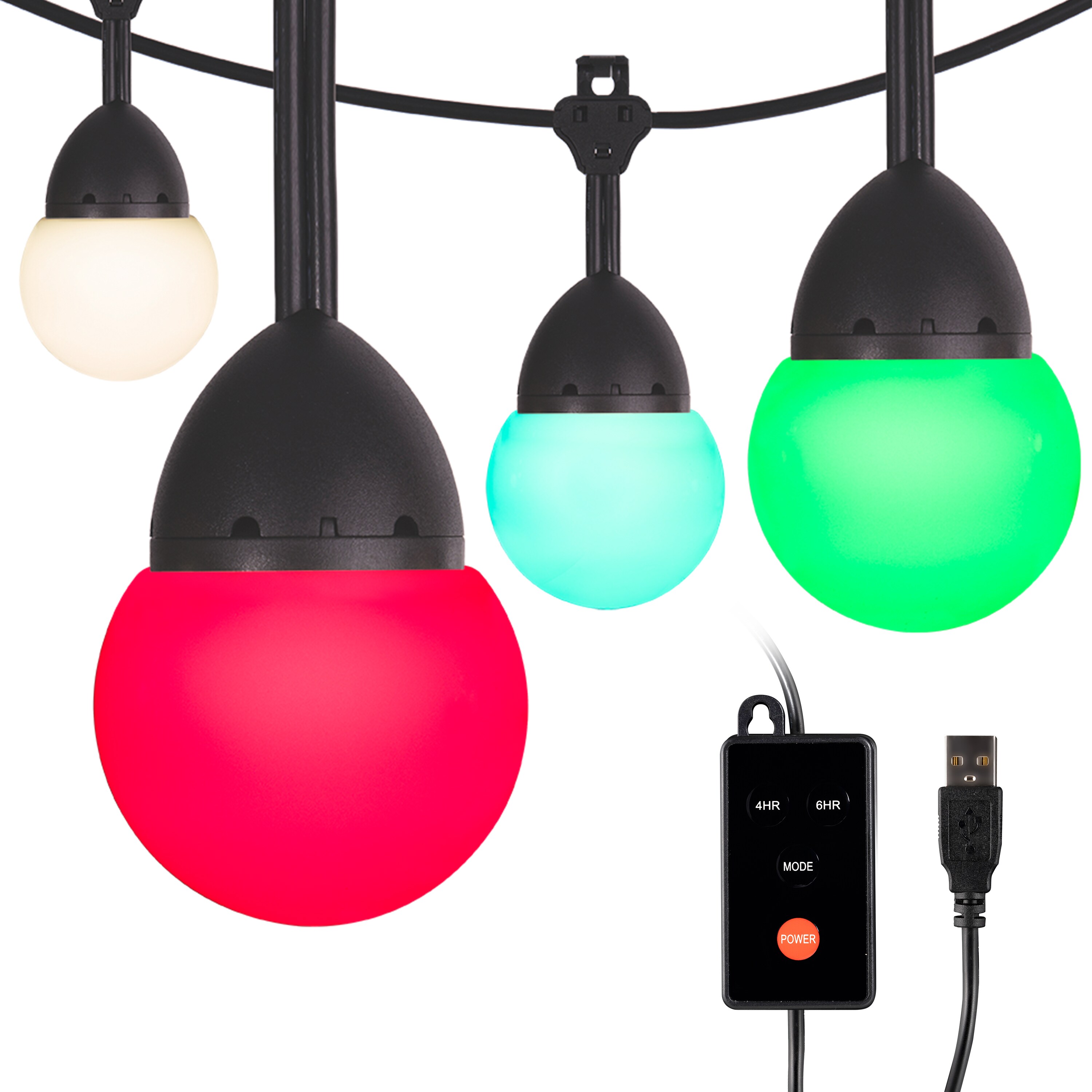 Enbrighten 12-ft 12-Light (No Shade) Plug Color Changing Indoor/Outdoor LED  Globe String Lights