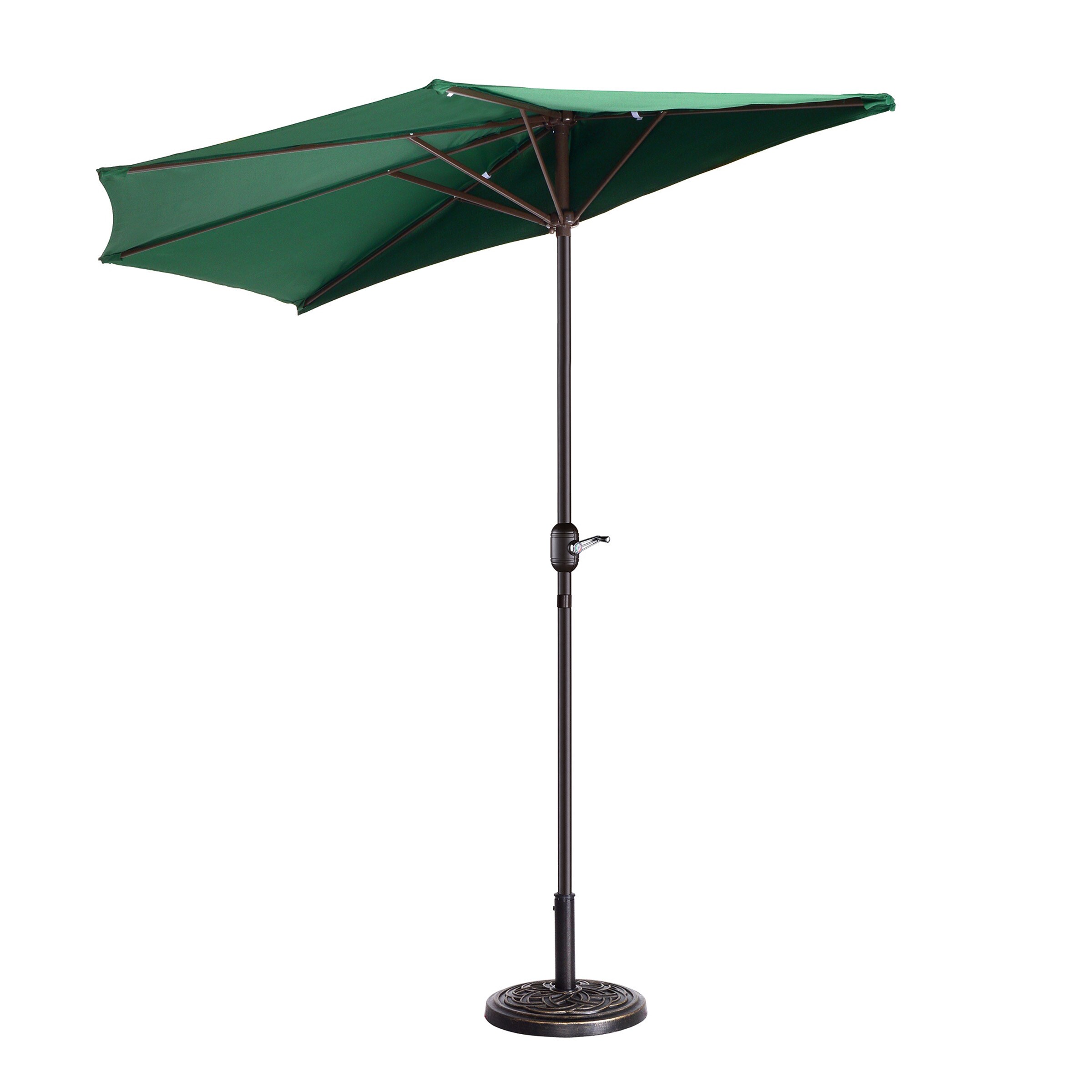 10' Ft Half Round Outdoor Patio Umbrella Wall Corner Yard Crank Umbrella 5 Ribs 