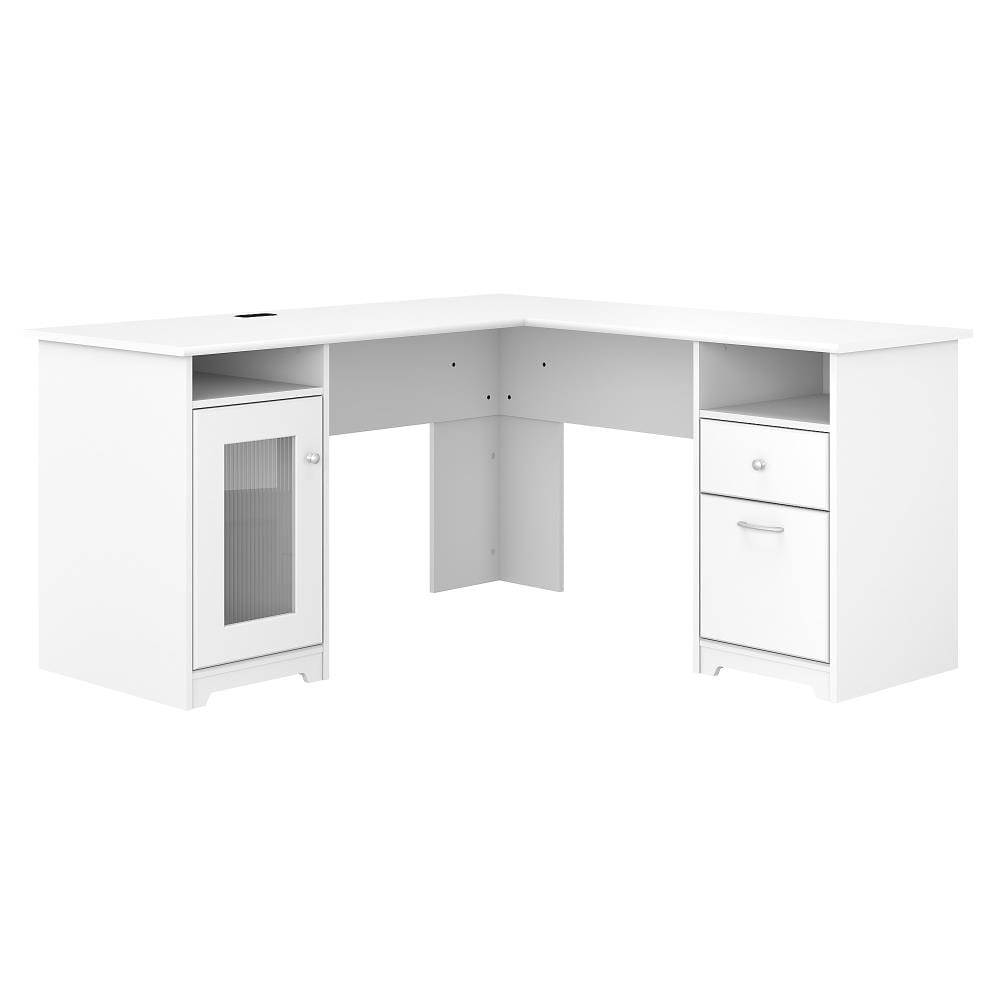 Bush Furniture Cabot White Traditional L-shaped Desk Hutch