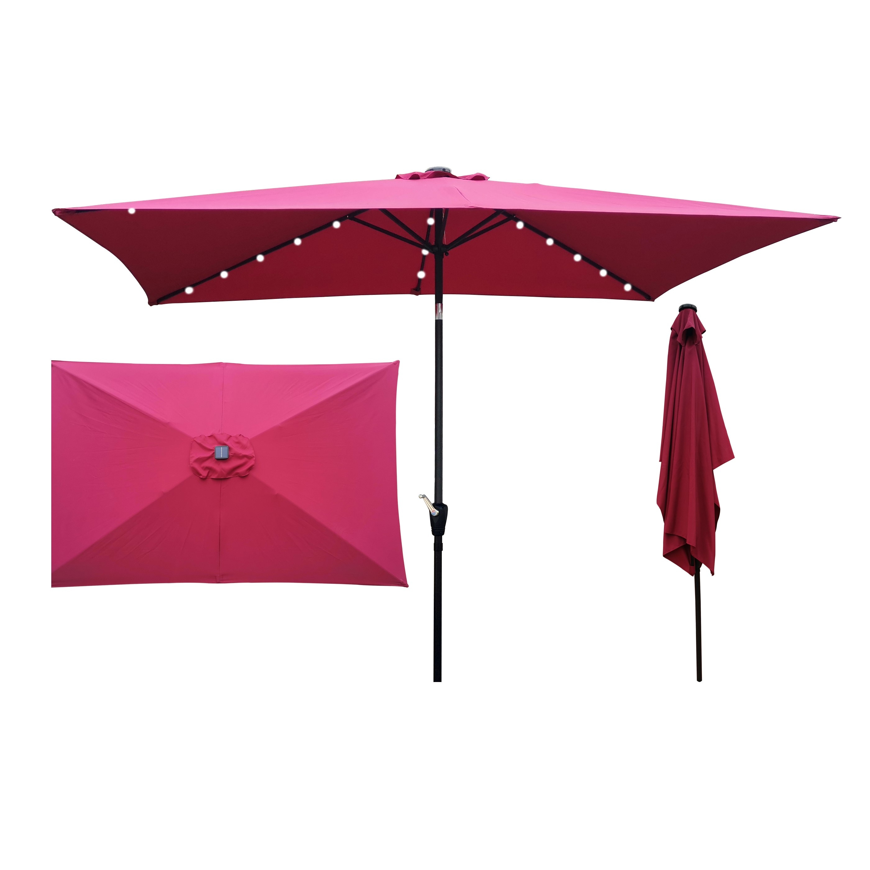 10x6.5ft Outdoor Umbrella Canopy Cover Top Replacement Umbrella Rectangle Red 