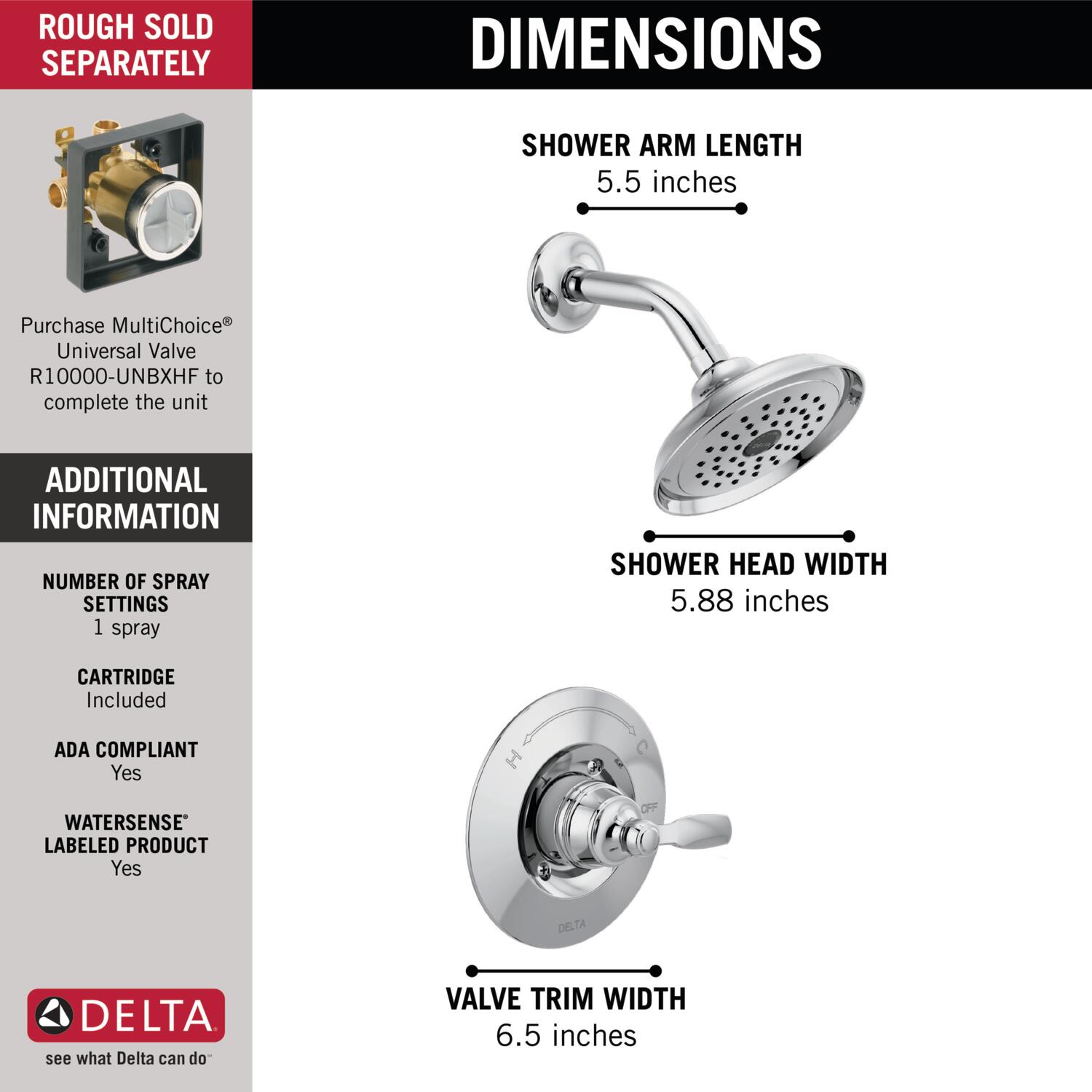 Delta Woodhurst Chrome 1-handle Shower Faucet