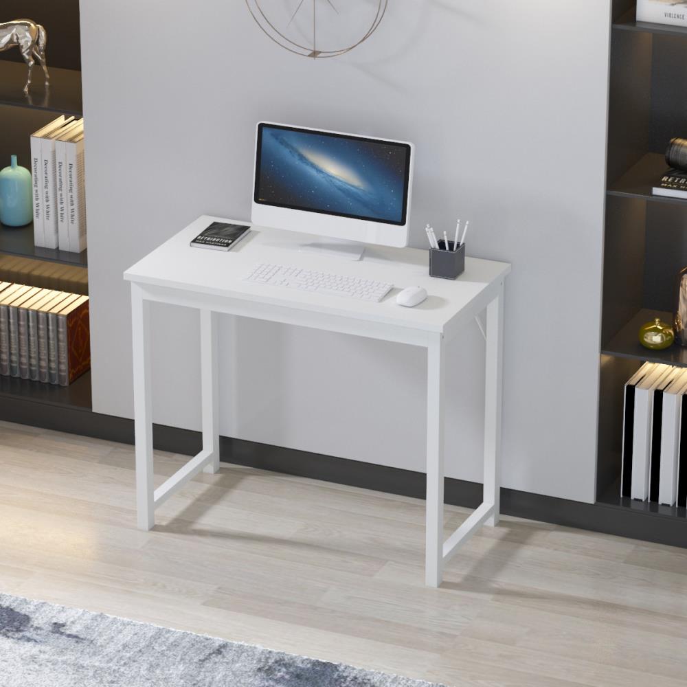 white narrow computer desk