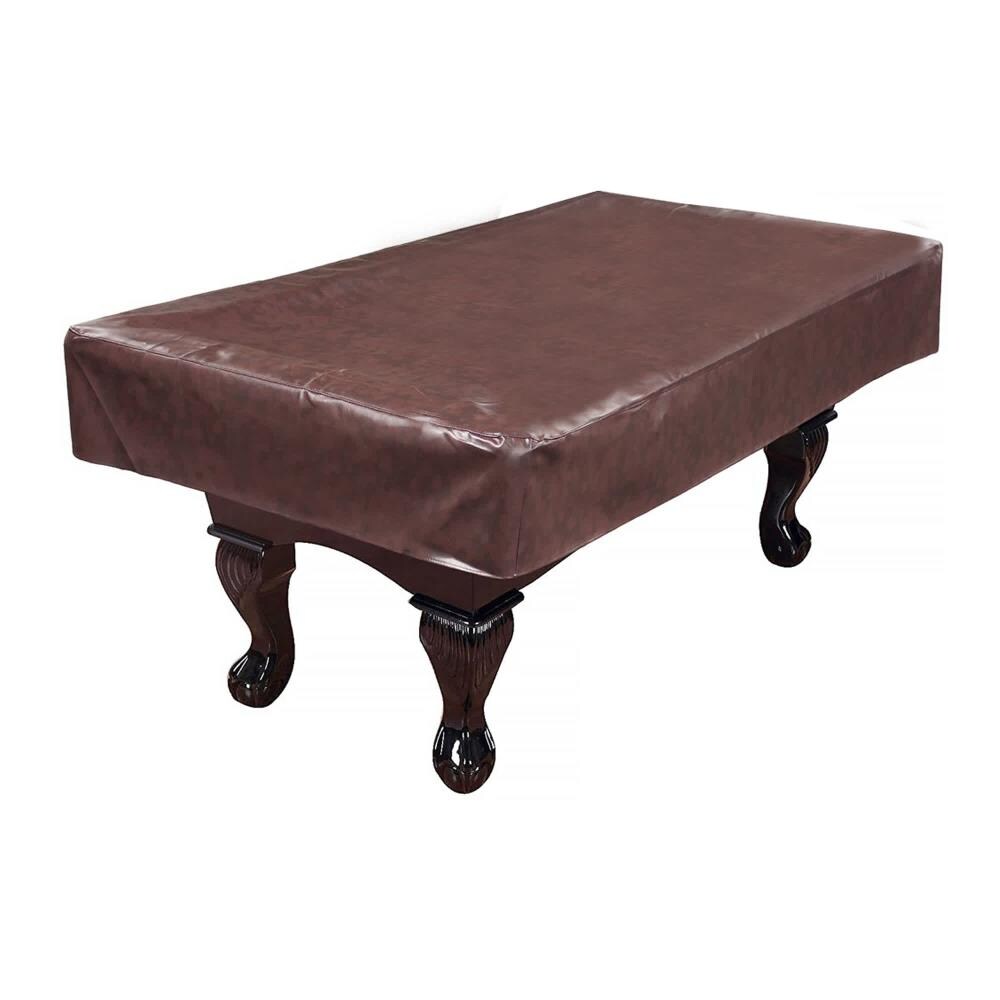 Blackpoolfa 8-Foot Heavy Duty Fitted Pool Table Billiard Cover Burgundy Dustproof Table Cloth Emulsion Leather Cotton Backing Desk Cover 