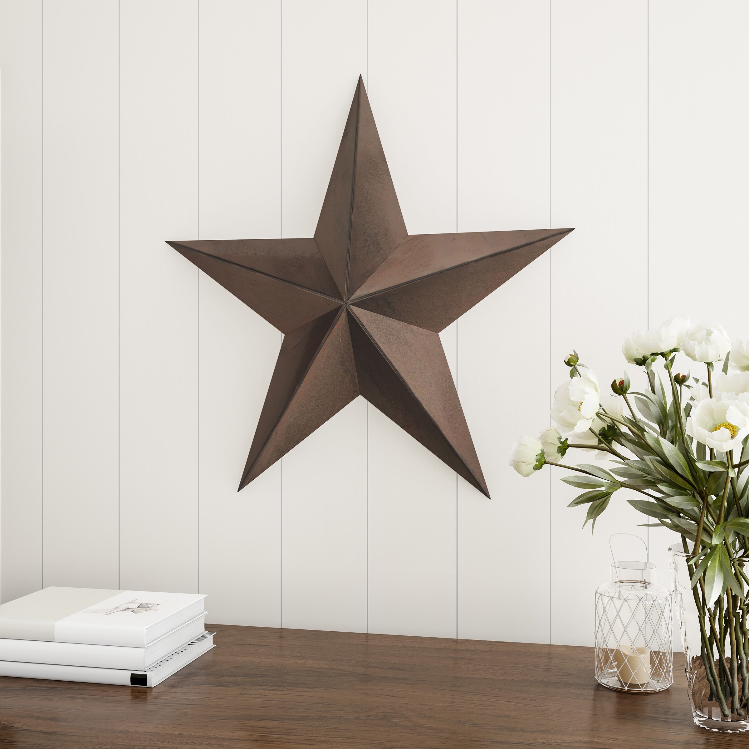 Rustic Cotton Set of 2 Barn Star Hanging Kitchen Towels 