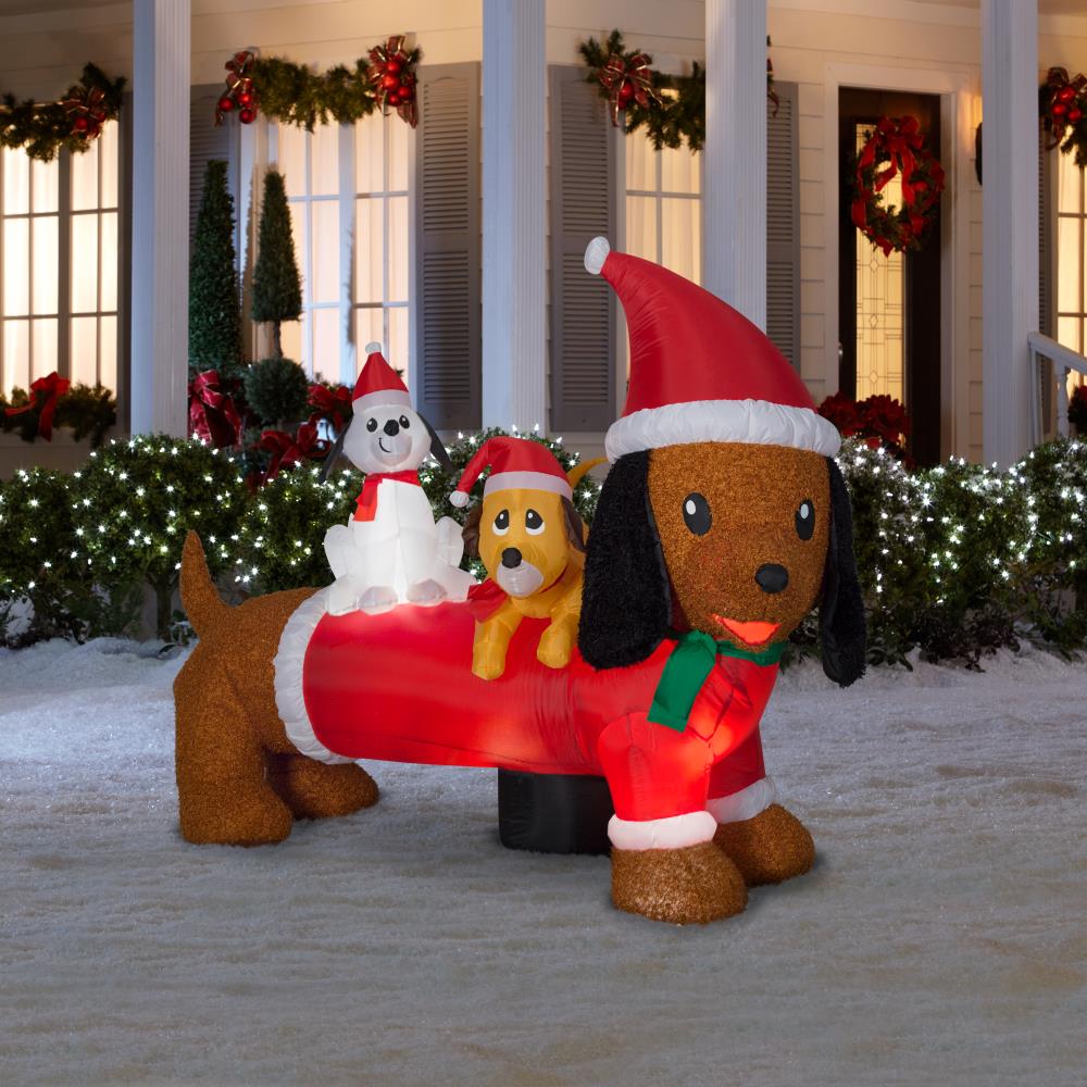 Christmas Home Accents 4 ft 7 in Plush Lab Puppy Scene Airblown Inflatable NIB 