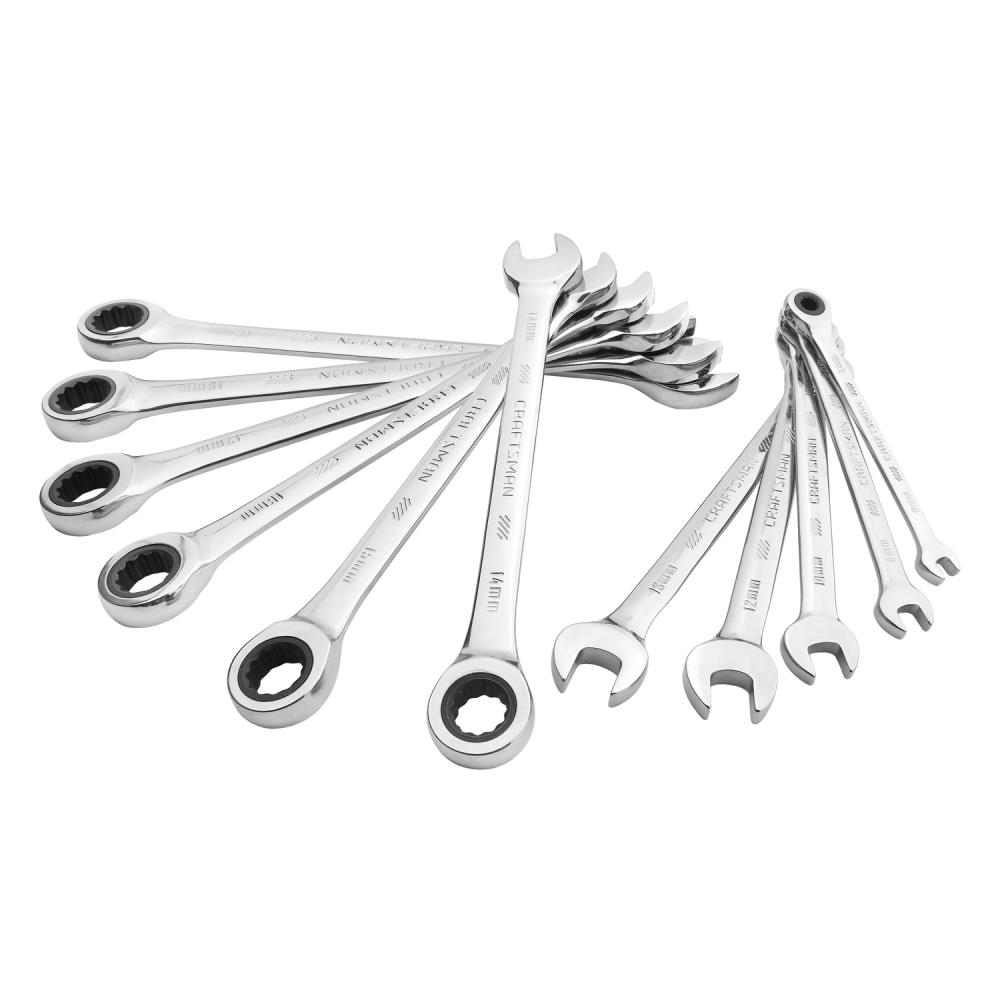 11-Piece METRIC Multiple Sizes Combination Ratcheting Wrench Set 11-Piece SAE 