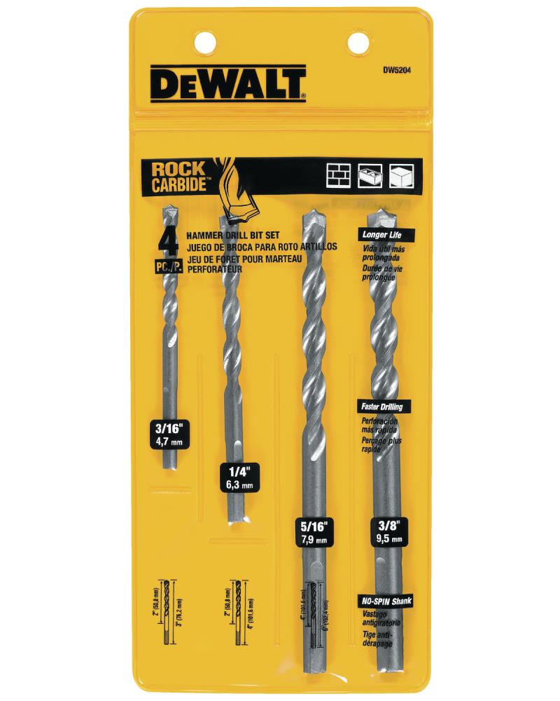 Three DeWalt 5/8" Rock Carbide Hammer Drill Bits 5/8"X6"X4" DW5241 
