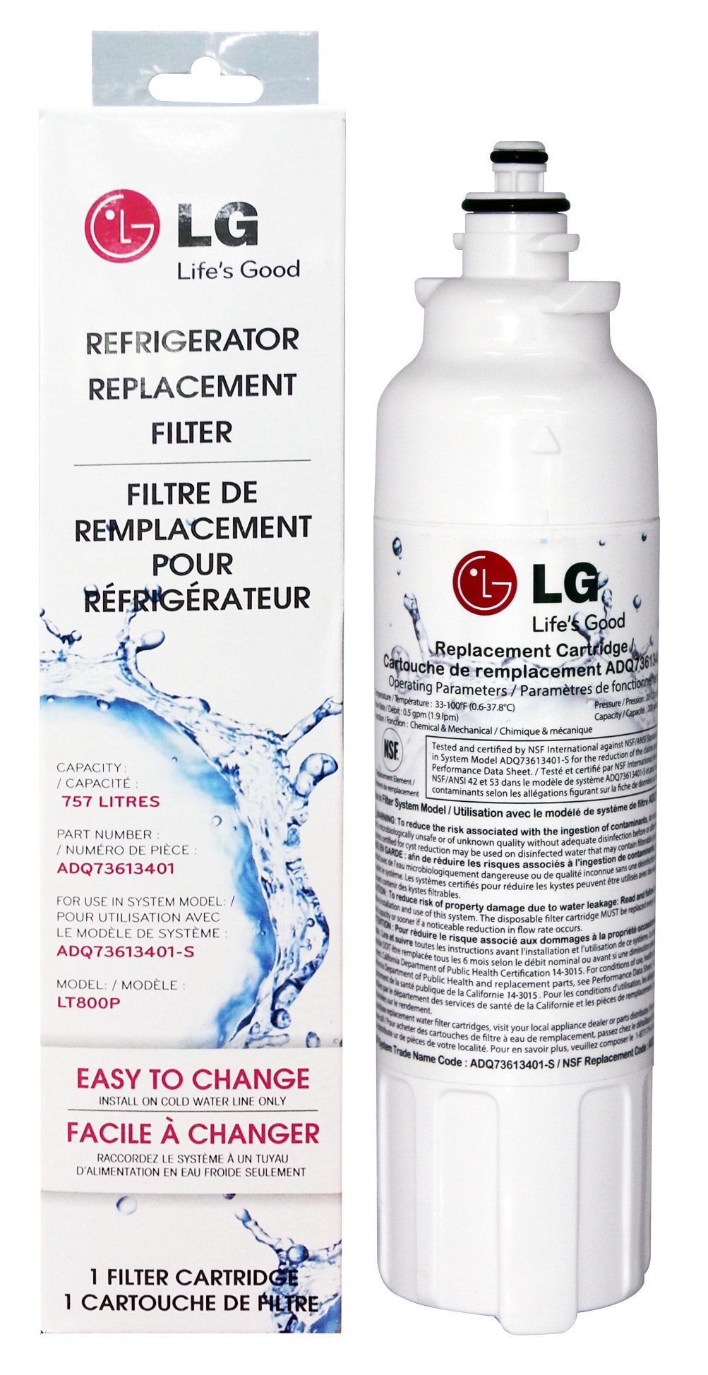 2 Pack Replacement Water Filter for LG LFXS32726S Refrigerators