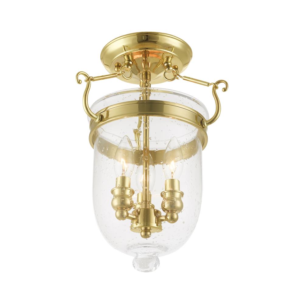 Polished Brass Livex Lighting 5064-02 Jefferson 3-Light Hanging Lantern