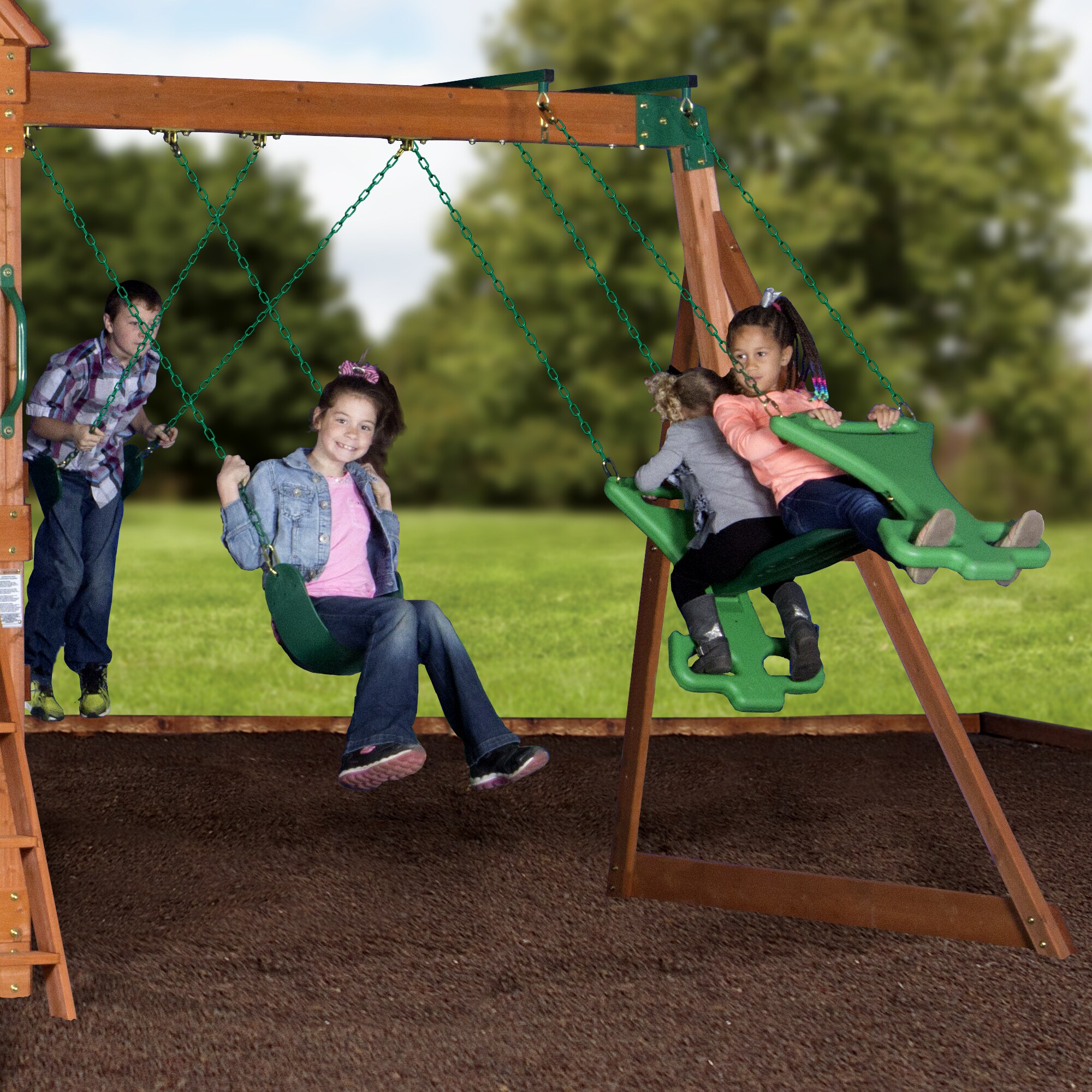 pacific view wooden swing set