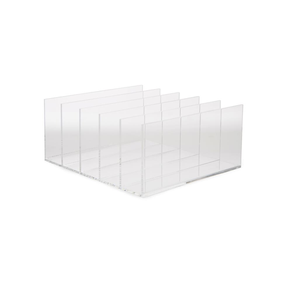 Jucoan Clear Acrylic File Holder 3 Sections Vertical Desktop Organizer 9 x 6.5 x 6.5 Inch Office File Sorter Stand Rack for Documents Letter Book 