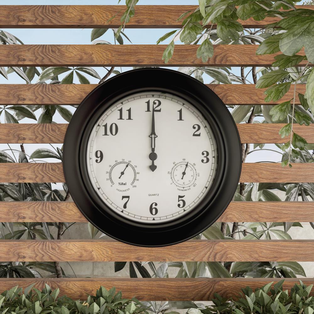 12-Inch Indoor/Outdoor Waterproof Wall Clock with Thermometer and Hygrometer 