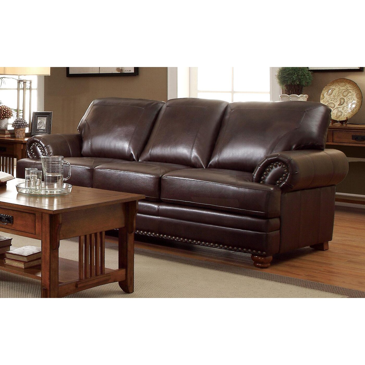 Coaster Fine Furniture Colton Brown Faux Leather Sofa In The Couches ...