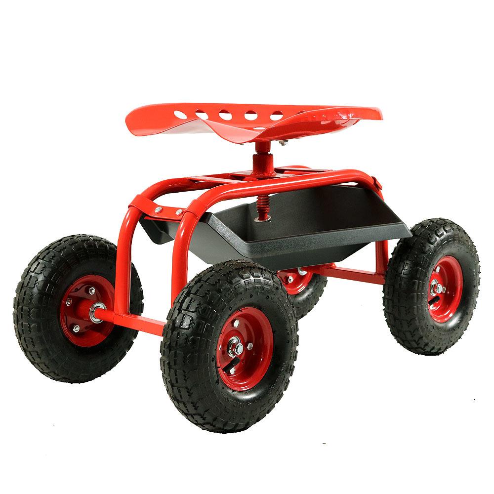 Details about   Rolling Garden Cart  With Tool Tray Work Seat Heavy Duty Gardening Planting Red 