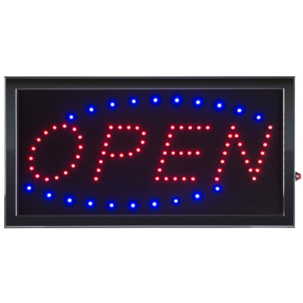 LED Flashing Open Sign Shop Van Window Display Hanging Light Board Plate UK Plug 