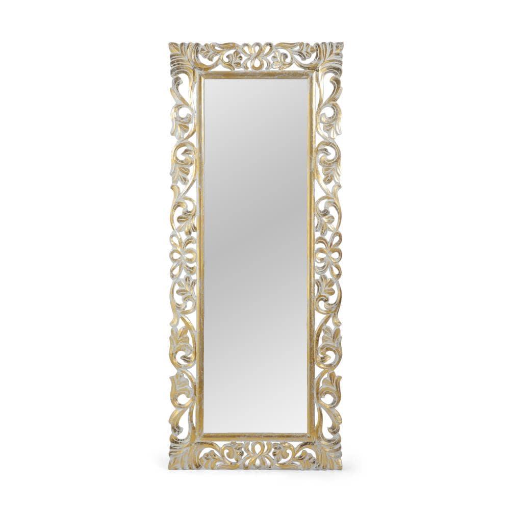 Standard come Deform Best Selling Home Decor Emerson 27.5-in W x 68-in H Distressed White and  Gold Framed Full Length Wall Mirror in the Mirrors department at Lowes.com