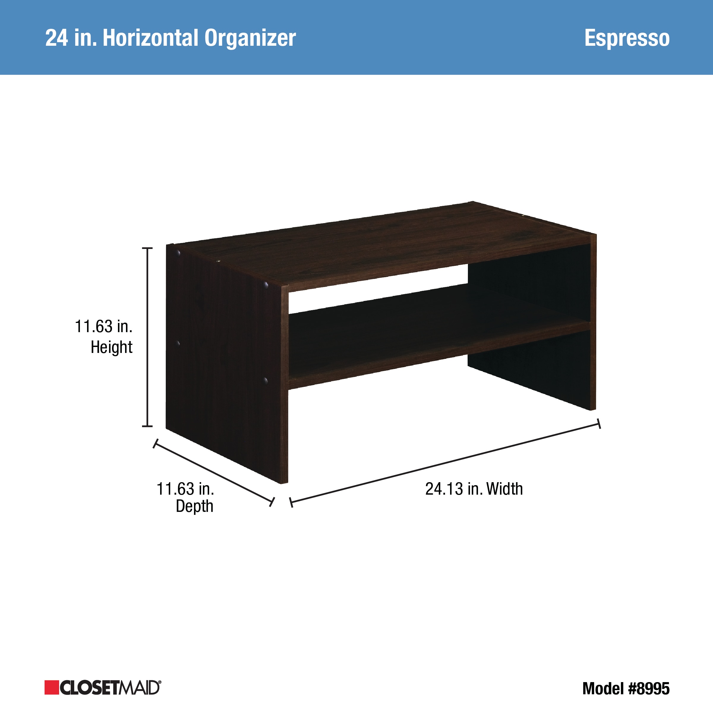 ClosetMaid 8985 Stackable 3-Shelf Organizer Espresso 