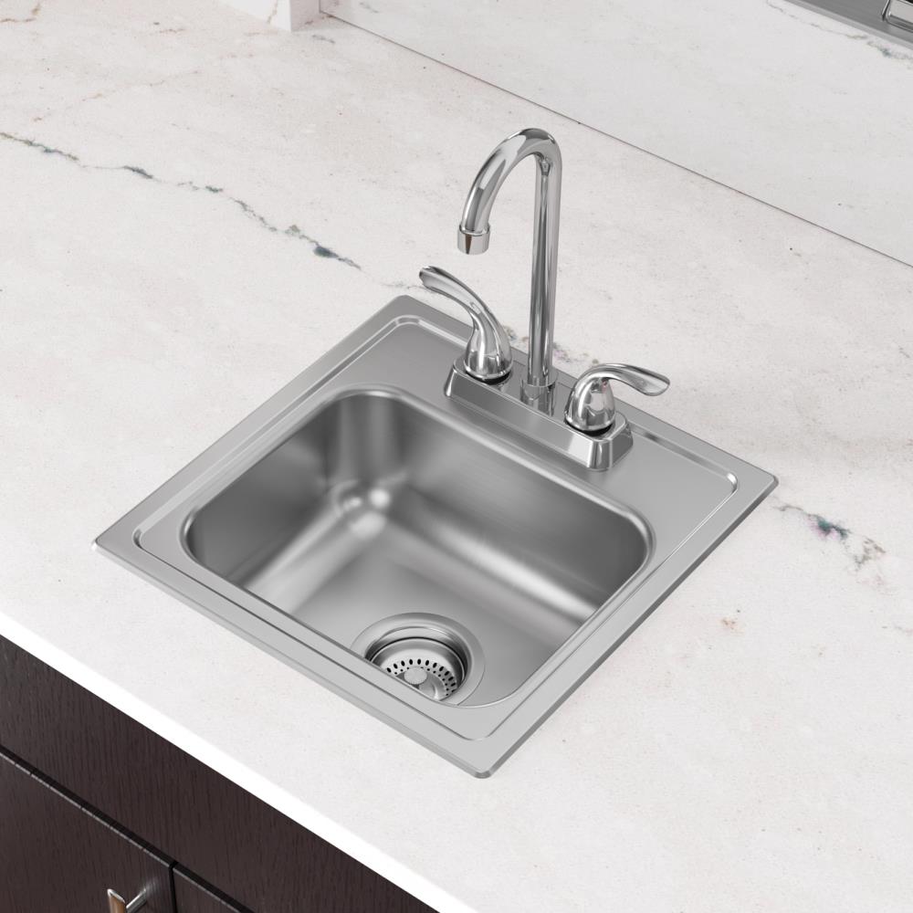 Ez-Flo 86105 15" x 15" x 6" Deep Kitchen Single Bowl Bar Sink Stainless Steel 