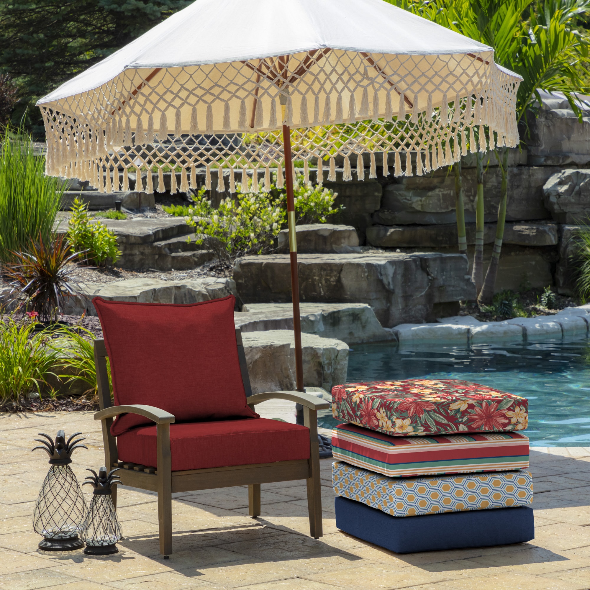 Outdoor Deep Seat Chair Patio Cushions Set Pad UV & Fade Resistant Furniture 24" 