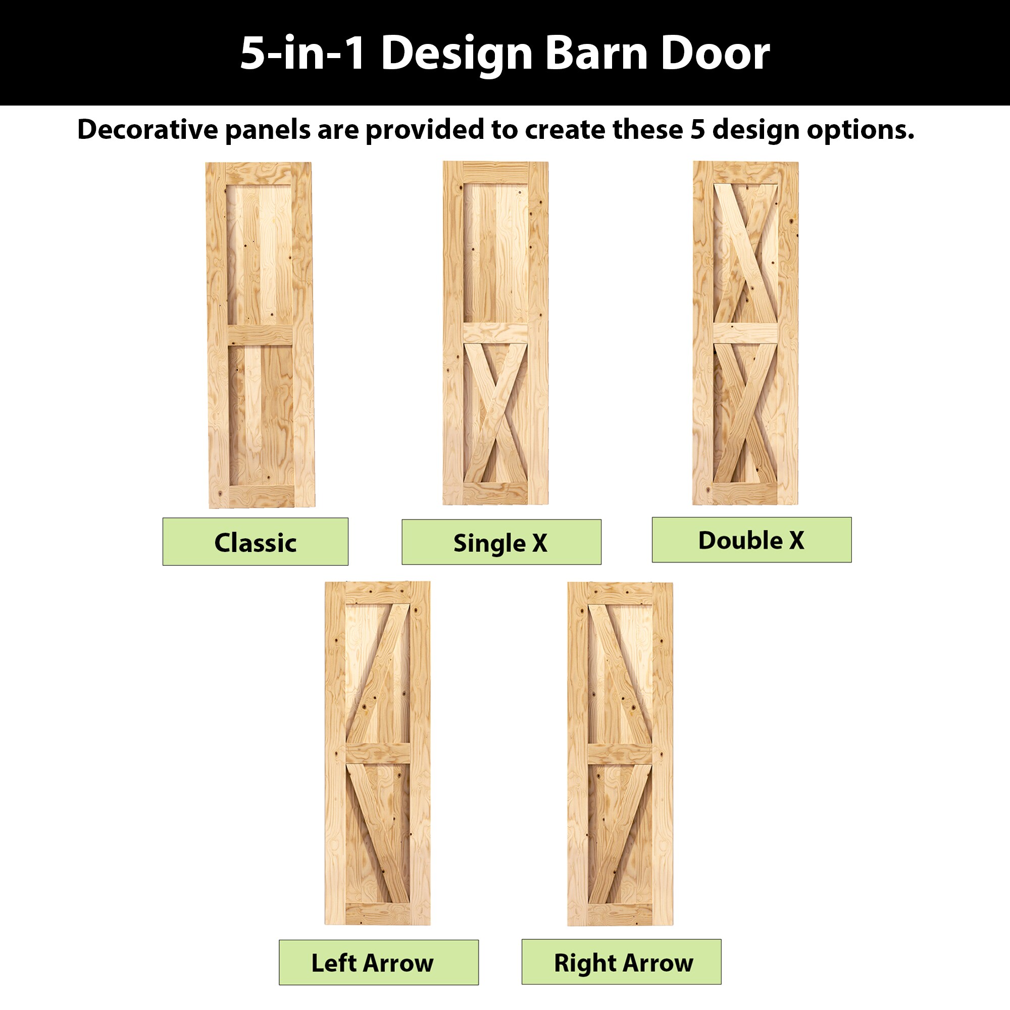HOMACER 24-in x 84-in Unfinished Solid Core Unfinished Pine Wood Single Barn Door