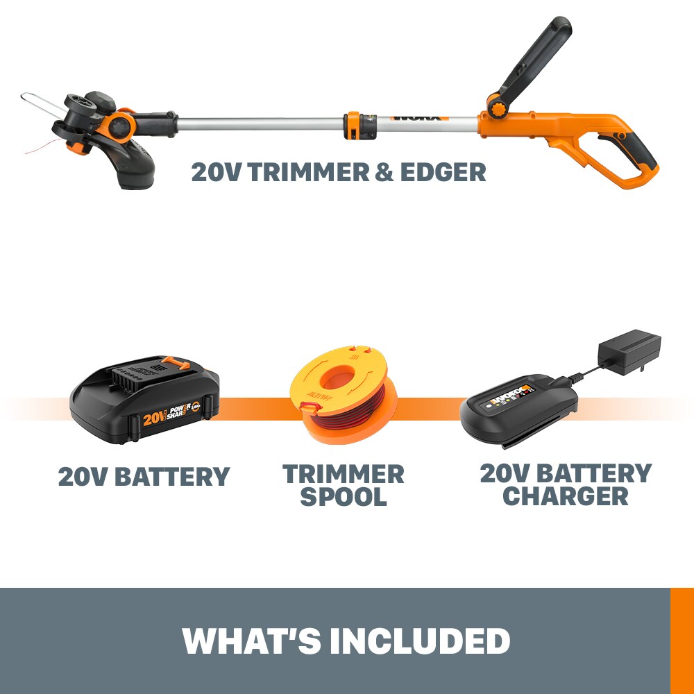 WORX POWER SHARE 20-volt 12-in Telescopic Cordless String Trimmer and Edger Capable (Battery Included)