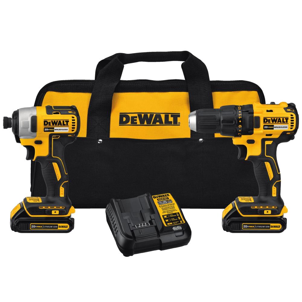 DEWALT 2-Tool 20-Volt Max Brushless Power Tool Combo Kit with Soft 