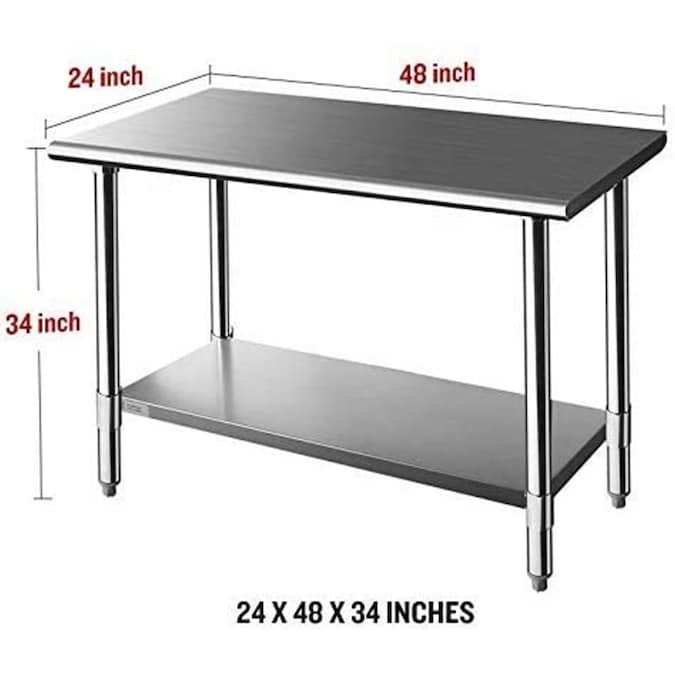 Z GRILLS Stainless Steel Commercial Kitchen Prep and Work Table 48 x 24 Stainless Steel Work Table Lowes