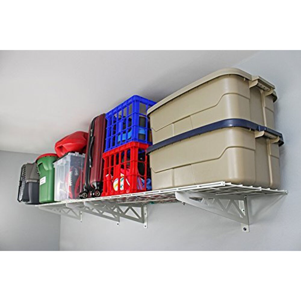 SafeRacks 24 X 48 Inch Garage Wall Shelf Two-pack With Bike Tire Hooks Gray for sale online 
