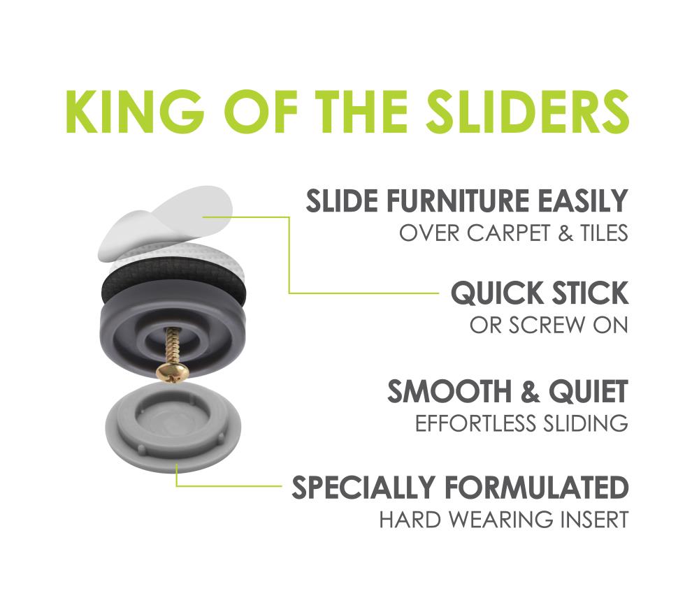 Set of 4 Glides for Carpet and Hard Surface Gliding Round GorillaGlides CB503 2 Inch Plastic Furniture Sliders/Screw On Floor Protectors