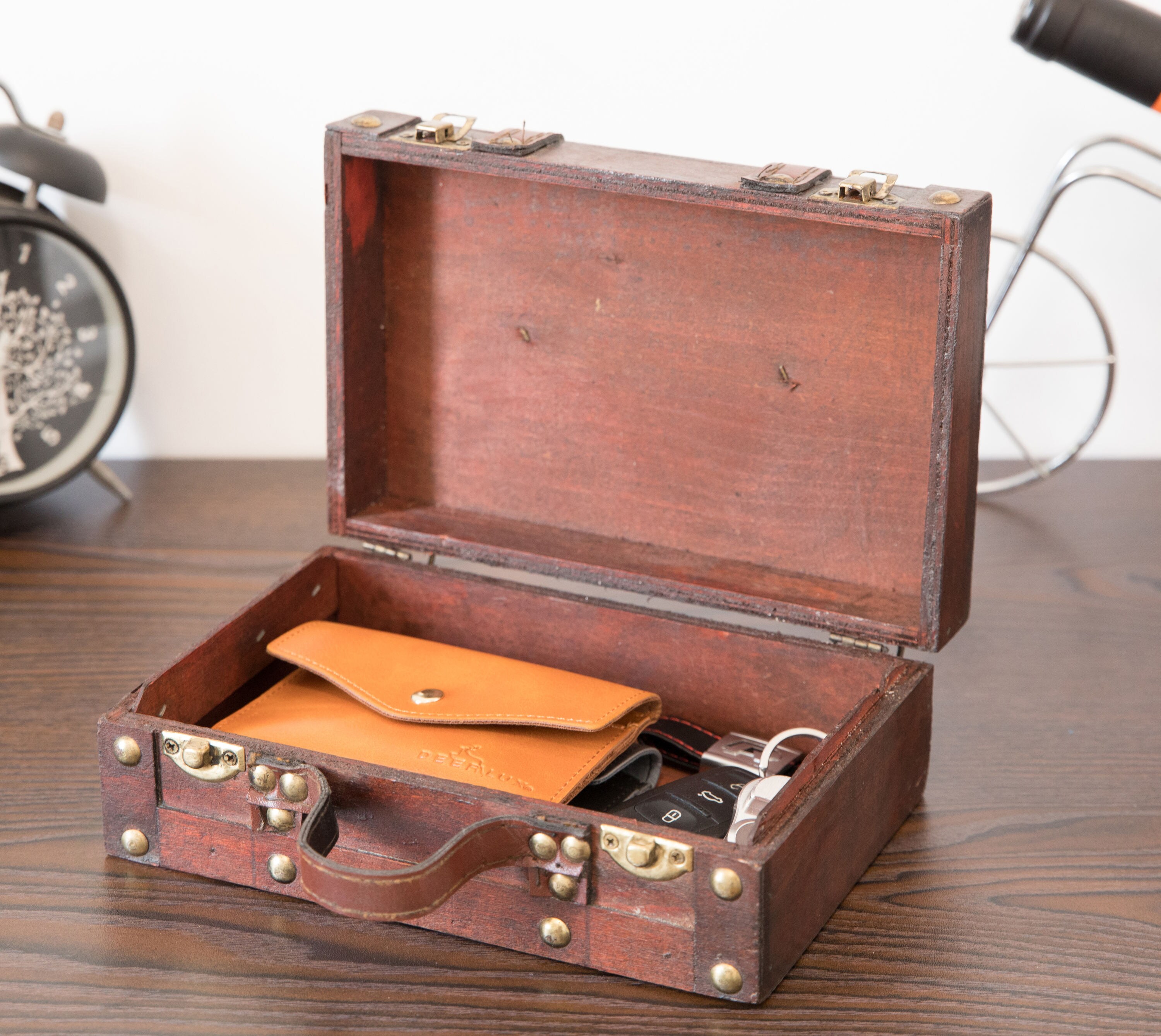 small wooden briefcase
