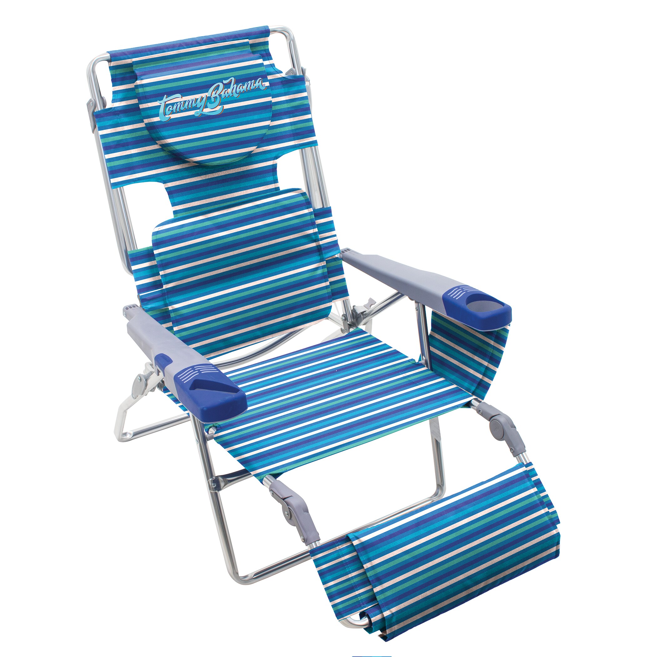 heat Waste editorial Tommy Bahama Blue Striped Folding Beach Lounger Chair in the Beach &  Camping Chairs department at Lowes.com