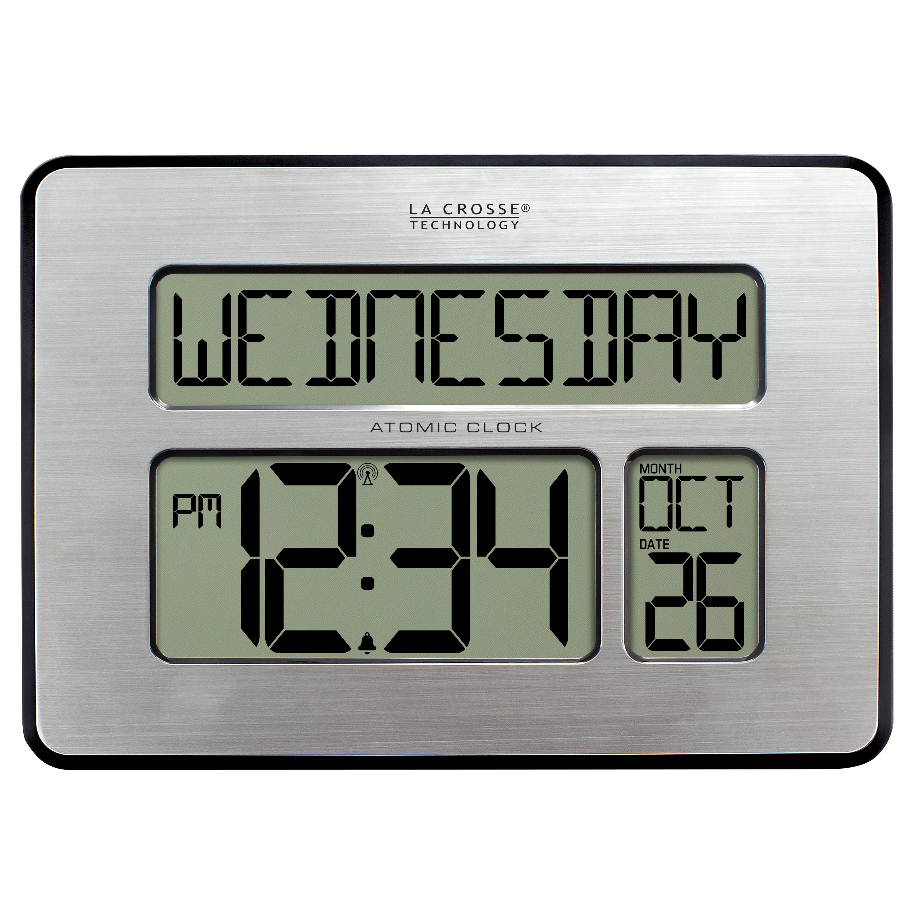 x 7 in Atomic Digital Clock with Temperature and Humidity in Aluminum Fi 11 in 