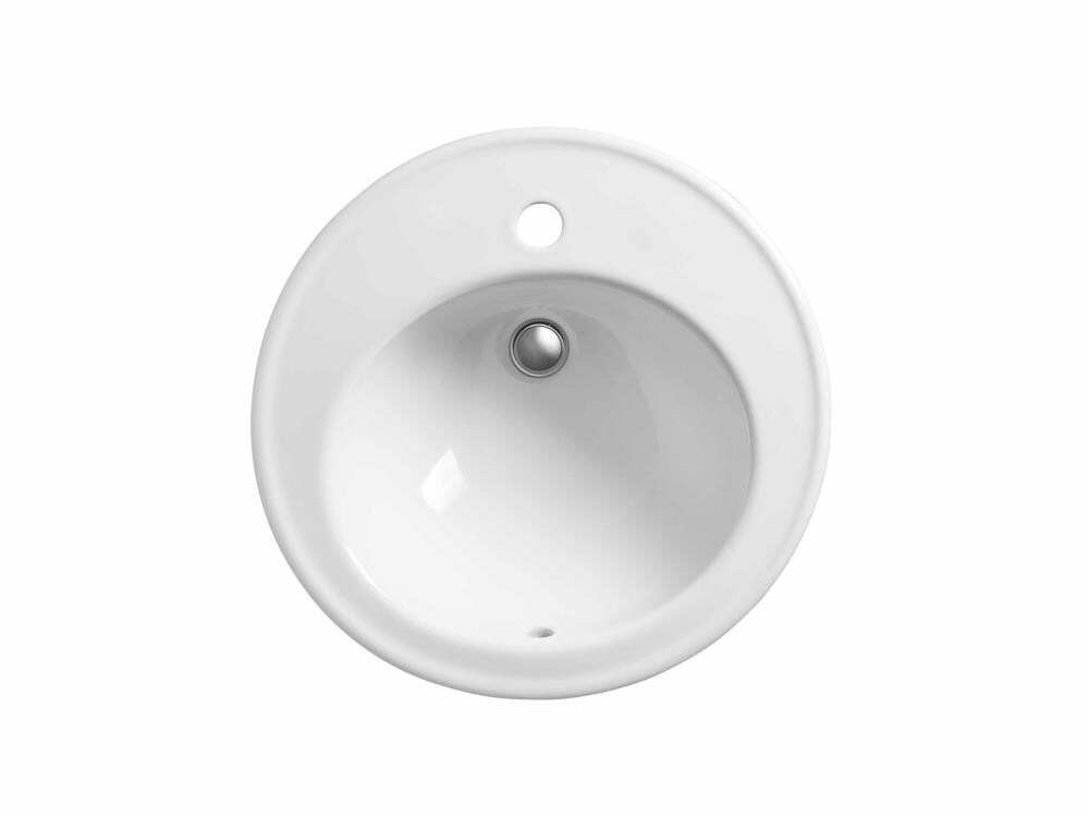 KOHLER Brookline White Drop-In Round Traditional Bathroom Sink with Overflow Drain (19-in x 19-in)