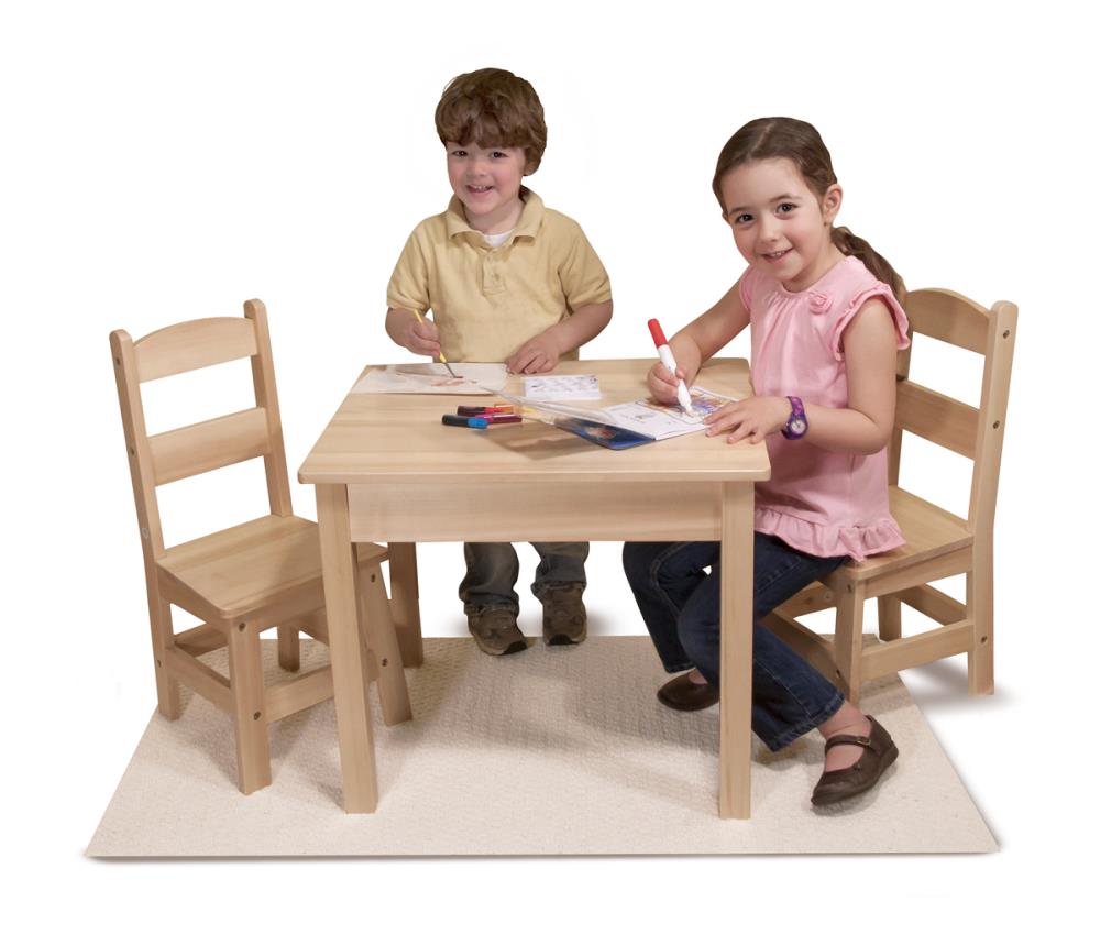 Tables & Chairs Set Natural Easy Melissa Doug Great Food Play Time Furniture 