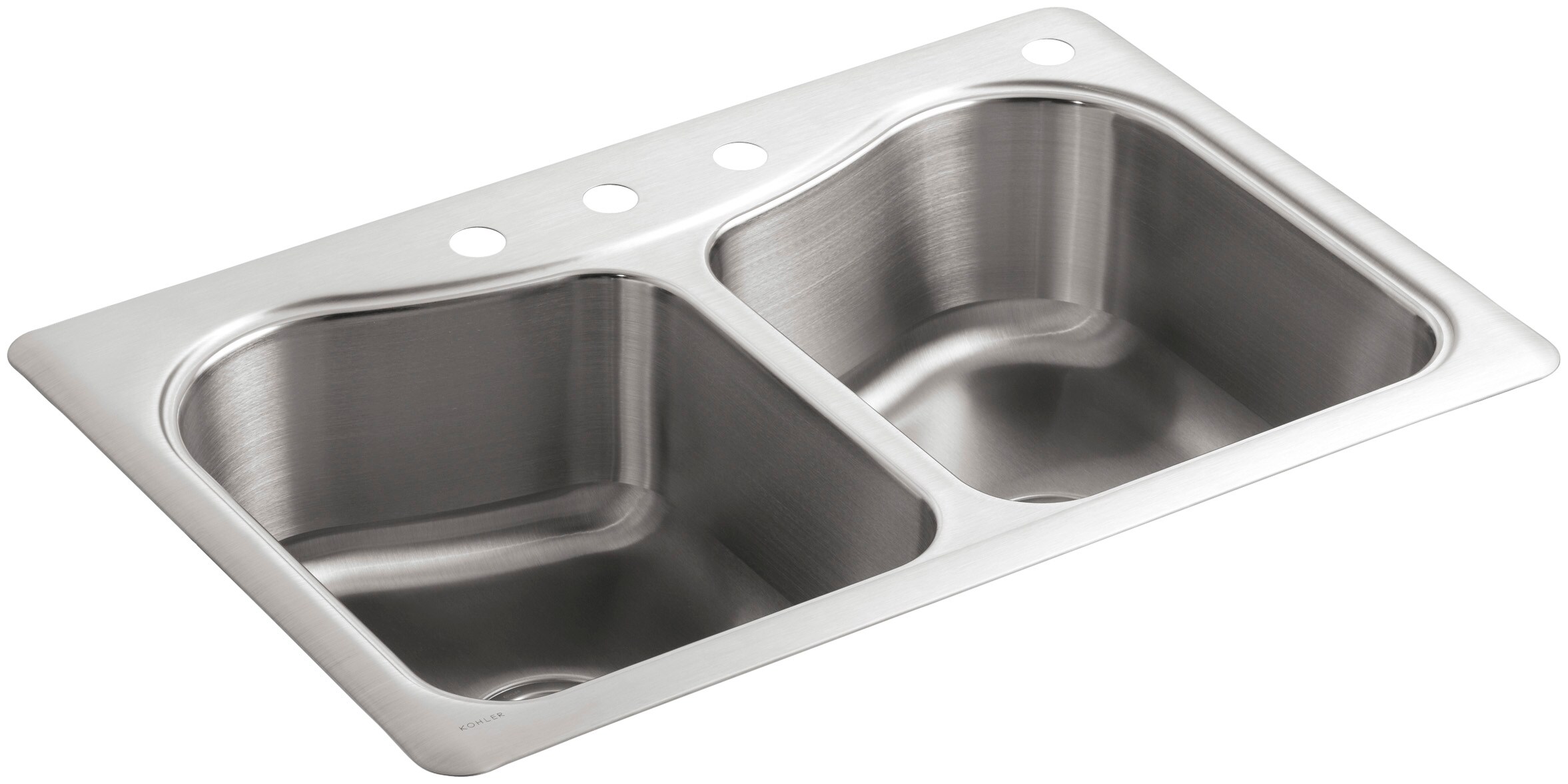 Kohler Staccato Drop In 33 In X 22 In Stainless Steel Double Equal Bowl