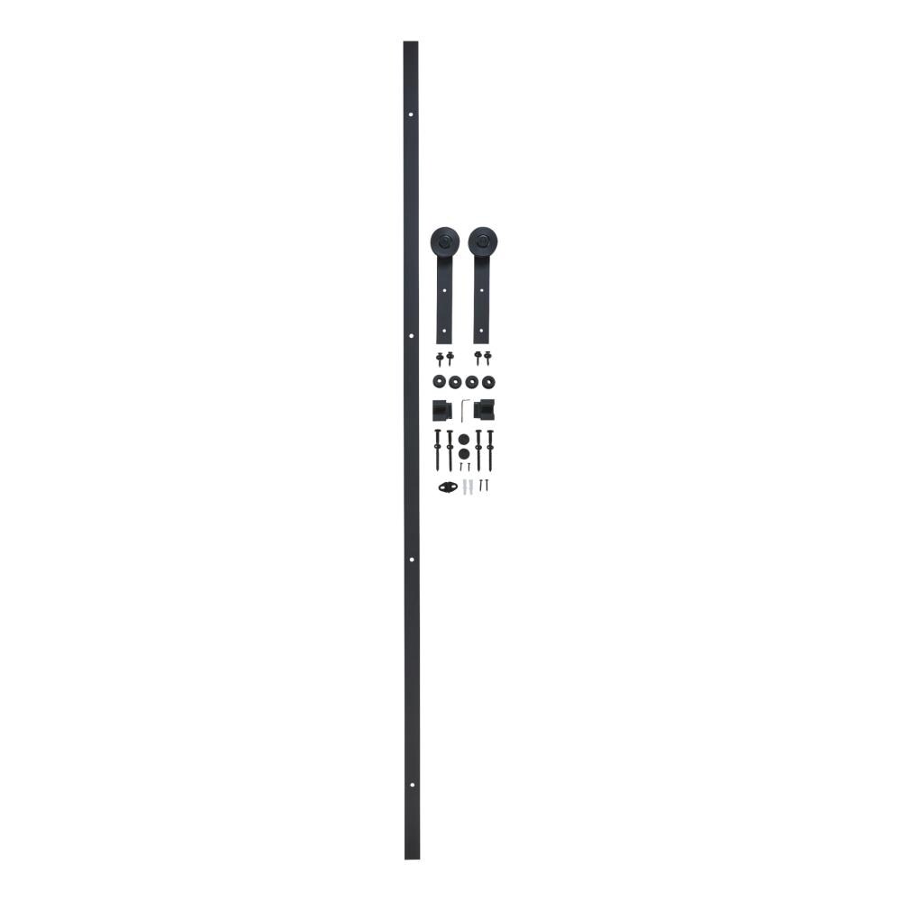 National Hardware N186-990 6 Foot Sliding Barn Door Hardware Barn Door Kit in Black 