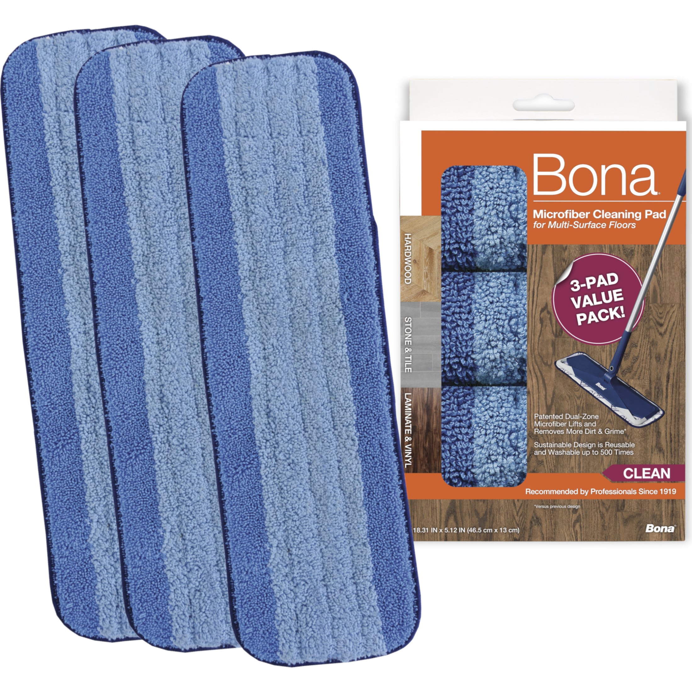 Bona Commercial System Microfiber Cleaning Pad Blue 24