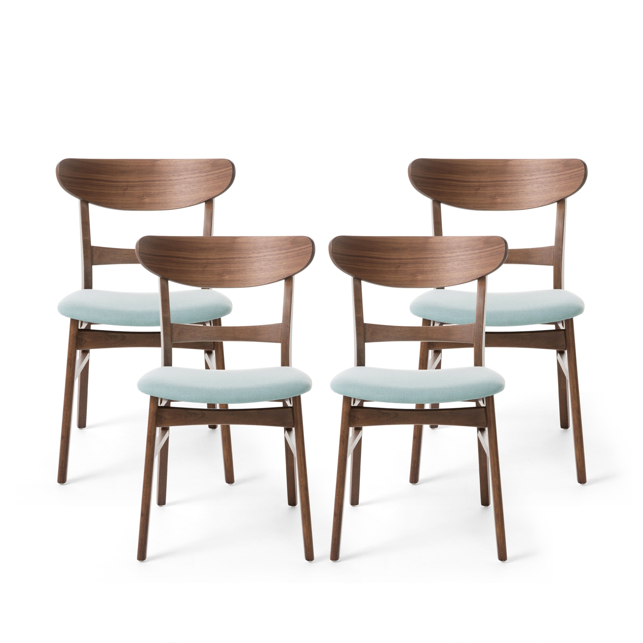 Best Selling Home Decor Idalia Mid Century Modern Dining Chairs Set of 20,  Mint and Walnut