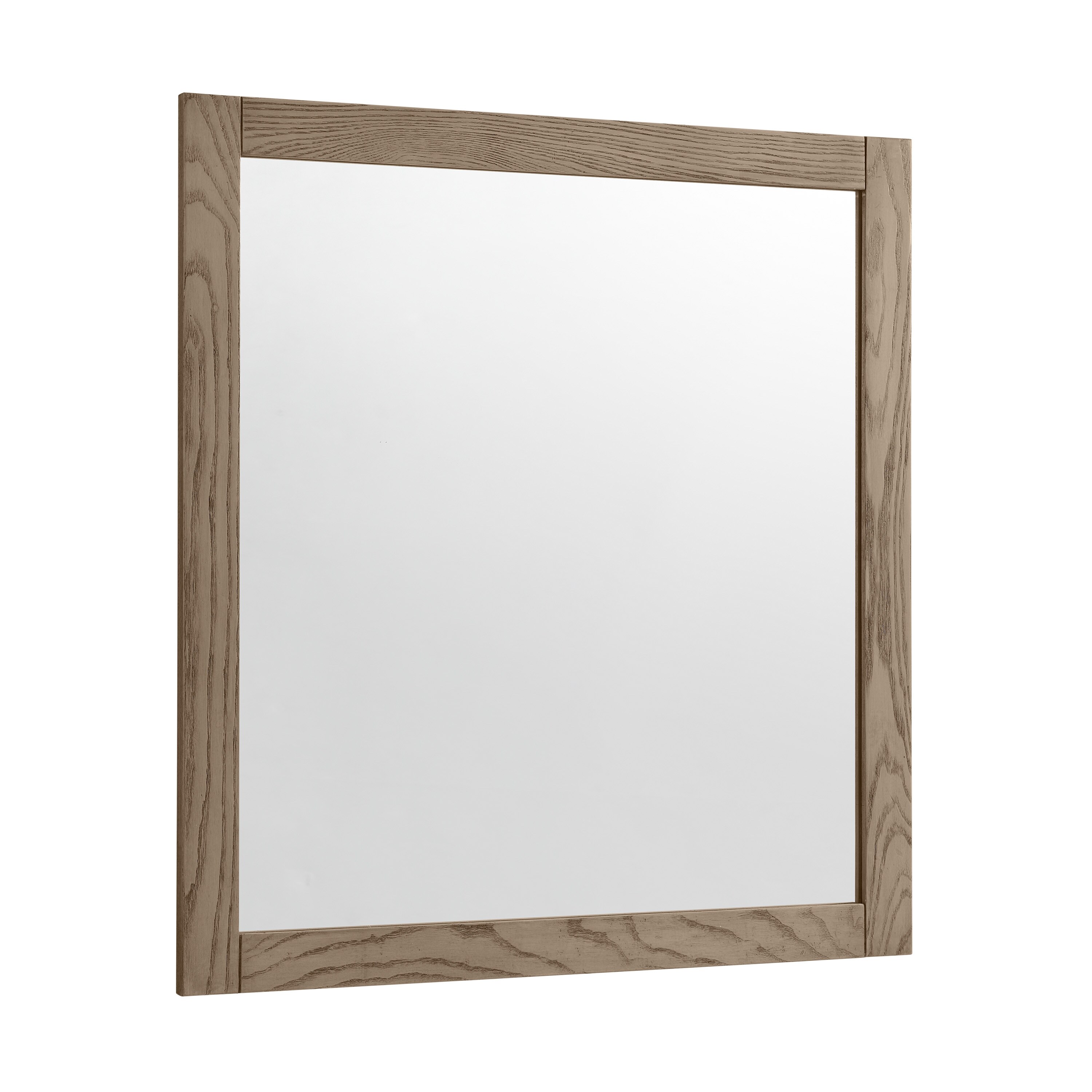 allen + roth Watson 28-in W x 30-in H Washed Natural Oak Rectangular Framed Bathroom Vanity Mirror