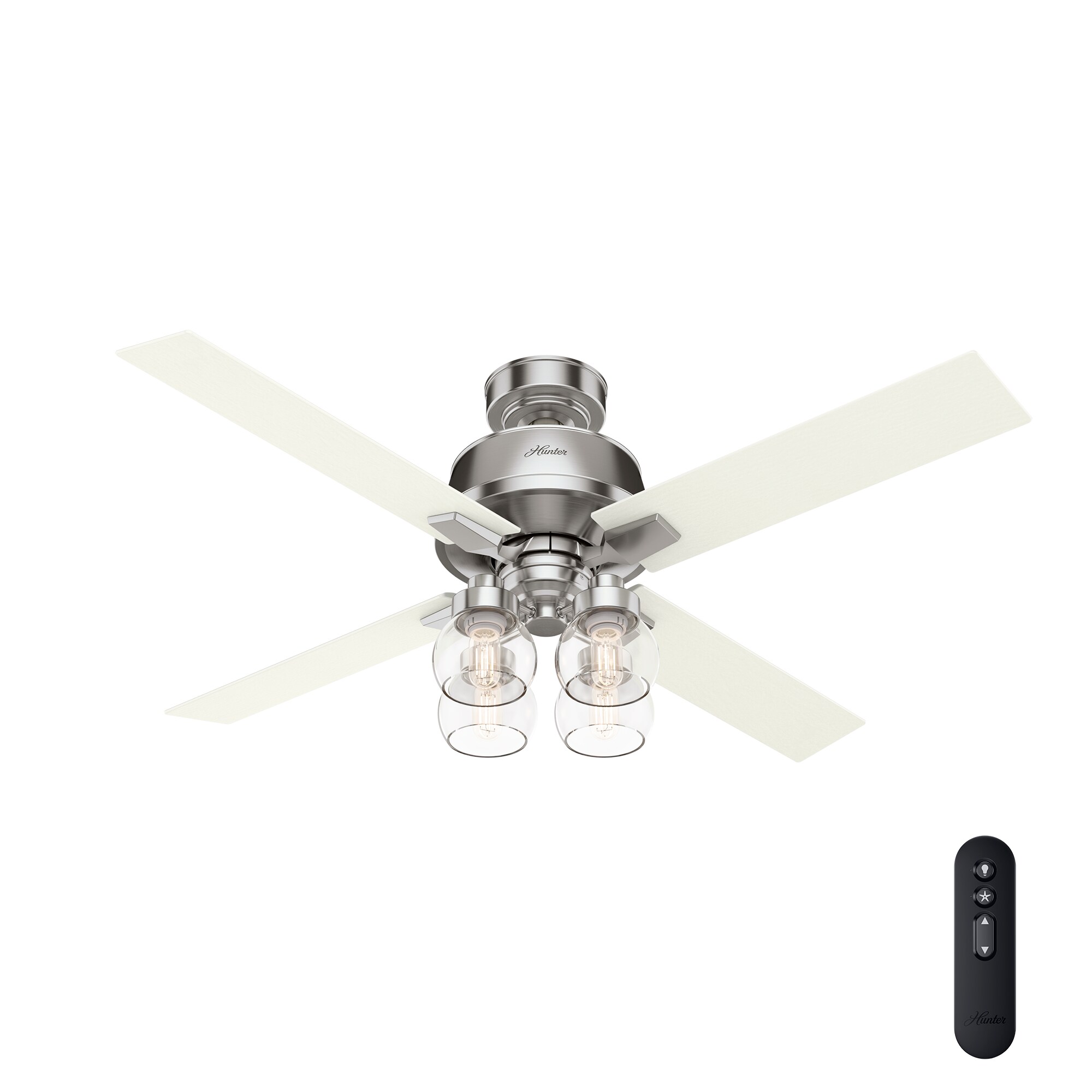 Hunter Fan 52 inch Traditional Brushed Nickel Indoor Ceiling Fan With Light Kit 