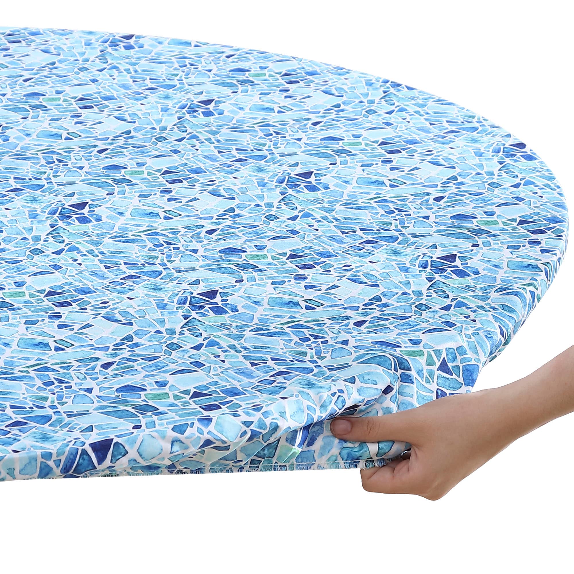 Details about   Mosaic Fitted Round Table Cover Indoor/Outdoor Decorative Stretch Cover NEW 