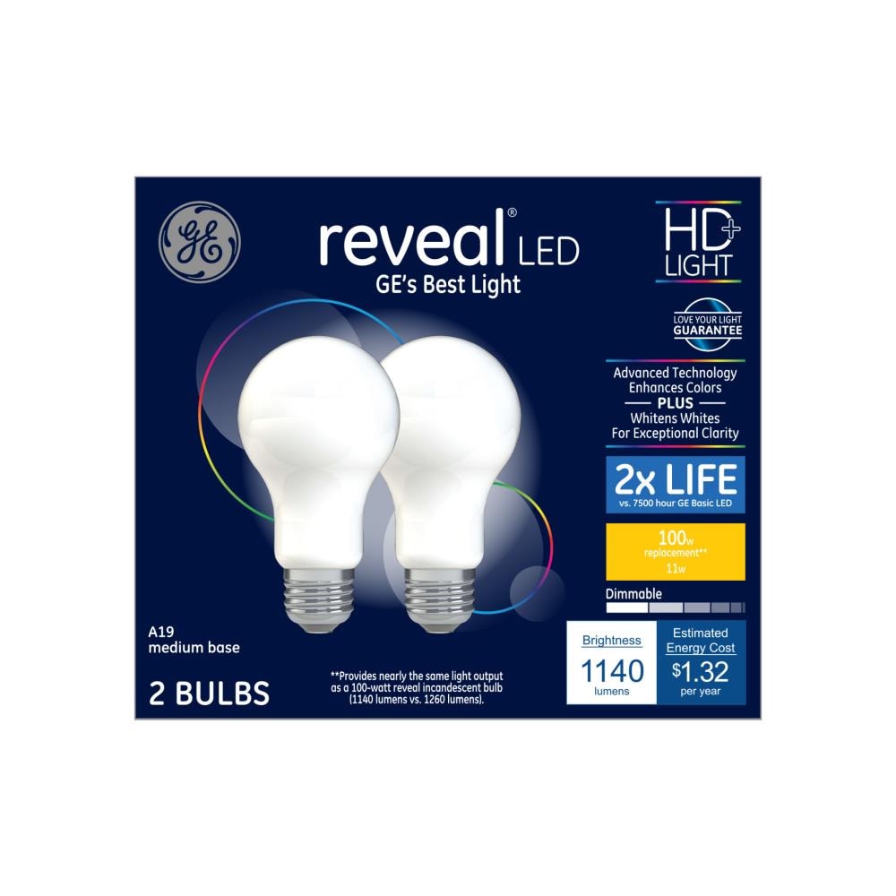 focus entiteit het beleid GE Reveal 100-Watt EQ A19 Color-Enhancing Dimmable LED Light Bulb (2-Pack)  in the General Purpose LED Light Bulbs department at Lowes.com