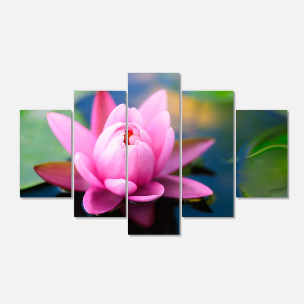 Stained Glass Water Lillies CANVAS PRINT Wall Decor Art Giclee Flowers 4 Sizes 