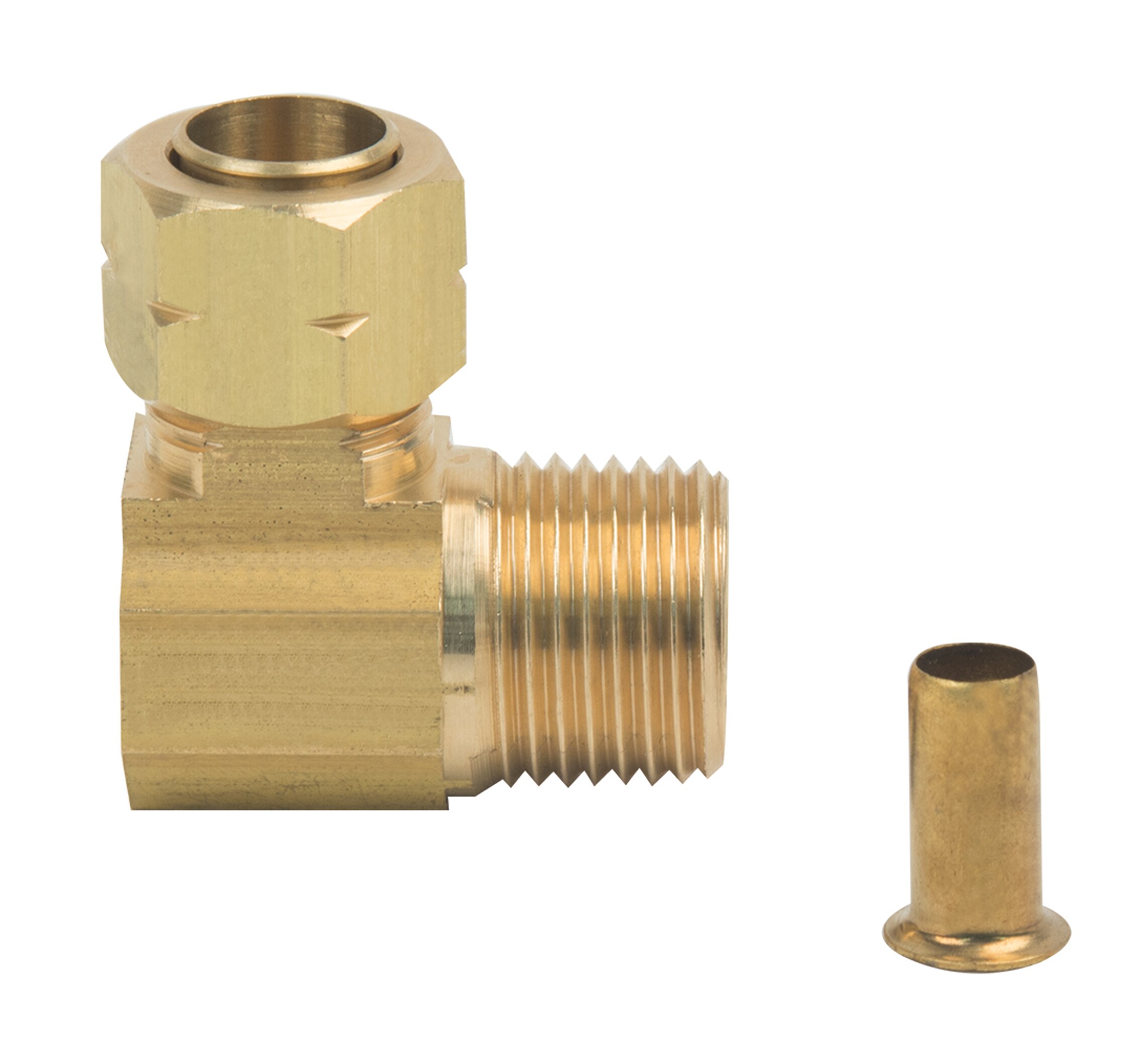 Brass Compression 90° Elbow Connector 3/8" ID x 3/8" NPT Male Fitting Adapter 
