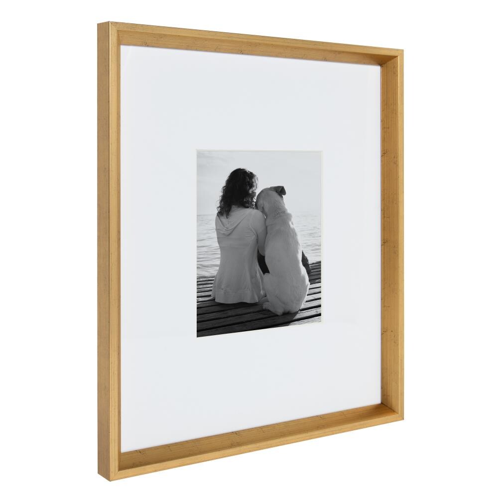 Kate and Laurel Calter Modern Wall Picture Frame Set Pack of 2 Gold 14x18 Matted to 11x14