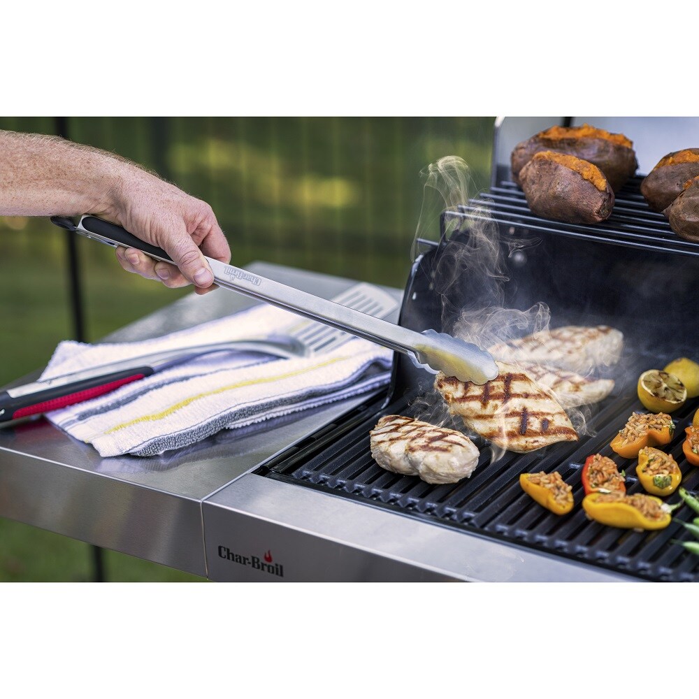 Stainless Steel Head Soft-Grip BBQ Grill Charcoal Tong Outdoor Cooking Tool 