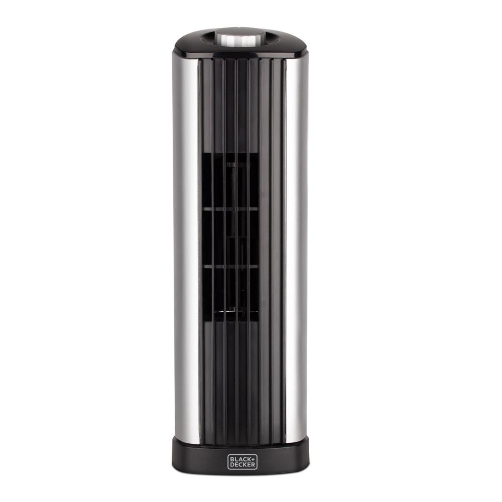 BLACK+DECKER 14-in 3-Speed Indoor Black and Silver Tower Fan in the  Portable Fans department at Lowes.com